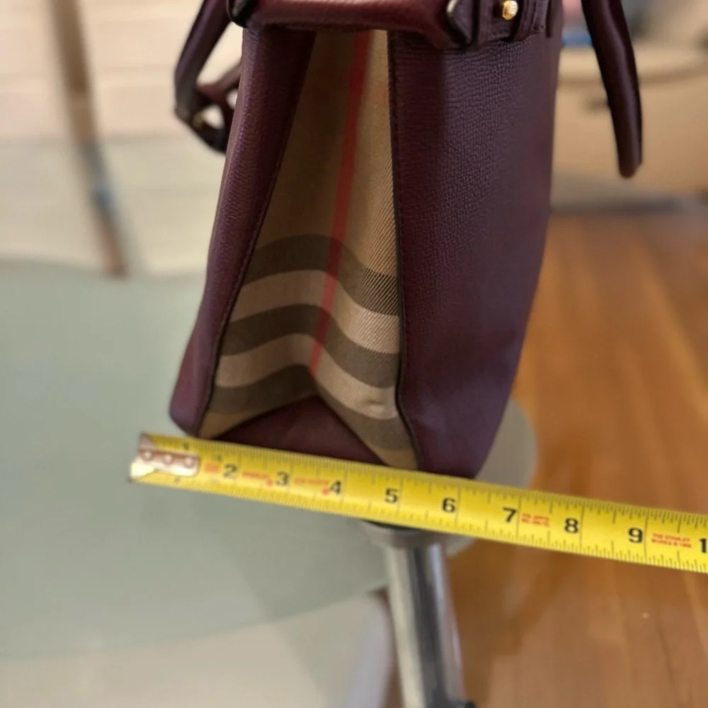 Burberry Deep Red Leather Tote - Picture 5 of 12